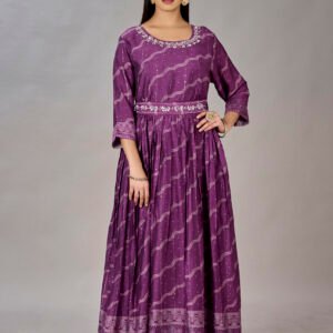 Purple Muslin Silk Embroidered With Sequins Gown