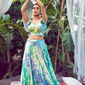 Sky Printed Lehenga Choli With Stylish Dupatta - BUYON