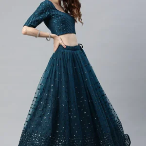 Teal Blue Traditional Exclusive Embroidered Lehenga Choli