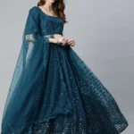 Teal Blue Traditional Exclusive Embroidered Lehenga Choli