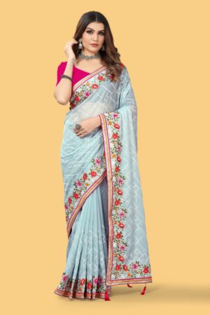 Beautiful Designer Thai Organza Silk Saree - BUYON