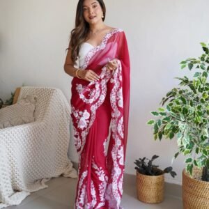 Beautiful Pure Thai Organza Silk Saree ( Red ) - BUYON