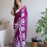 Beautiful Pure Thai Organza Silk Saree ( Wine ) - BUYON