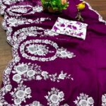 Beautiful Pure Thai Organza Silk Saree ( Wine ) - BUYON