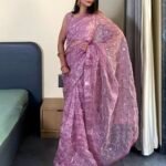 Designer Pink Color Organza Silk Saree - BUYON