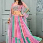 Multicolor Shimmer Georgettes Heavy Embroidery Lehenga