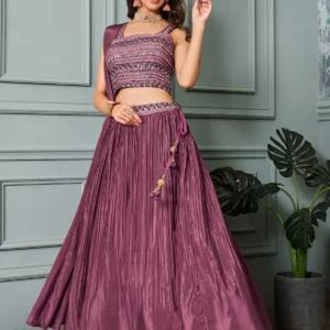 Magenta Art Silk Heavy Embroidery Lehenga