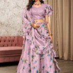 Pink Tissue Embroidery & Sequins Lehenga