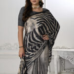 Crepe Soft Silk Black Digital Printed Sari - BUYON