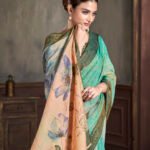 Jacquard Zari Silk Blouse Adorned with High Definition Digital Print Saree