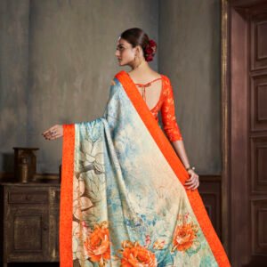 High Definition Jacquard Zari Digital Printed Blouse With Saree