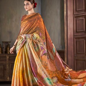 Silk Jacquard Zari Blouse & HD Printed Saree Combo - BUYON