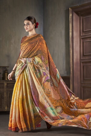 Silk Jacquard Zari Blouse & HD Printed Saree Combo - BUYON