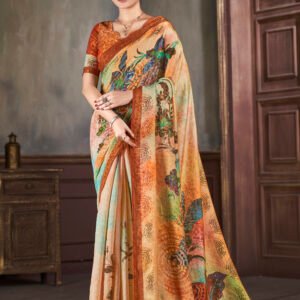 Silk Jacquard Zari Saree (6.30m) + Digital Print Blouse