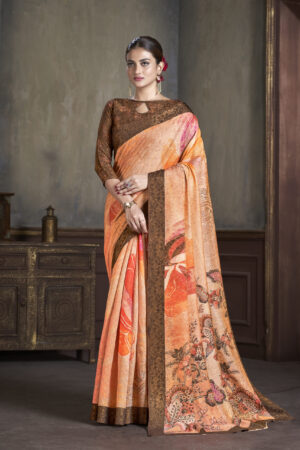 Colorful Jacquard Zari Silk Saree Set (6.30m) + Print Blouse