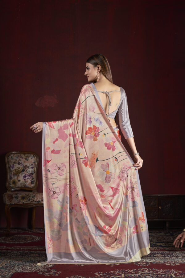 Premium Soft Silk Sari with Natural Crepe and Digital Prints, 6.30m