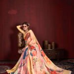 Soft Silk & Natural Crepe Digital Print Sari, 6.30m