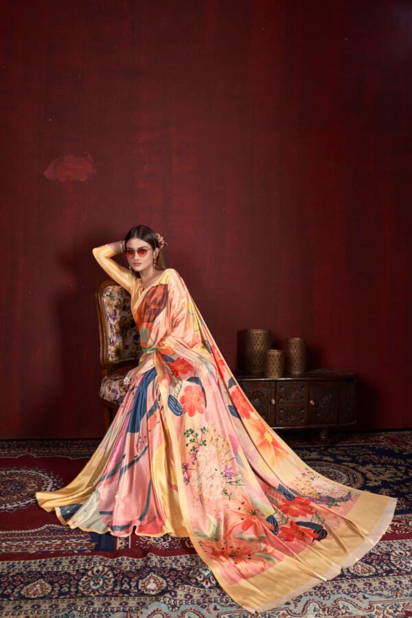 Soft Silk & Natural Crepe Digital Print Sari, 6.30m