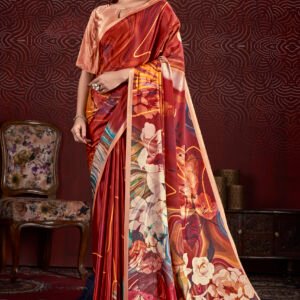 Silk Crepe Blouse & Soft Silk Saree Combo - Multi, 6.3m