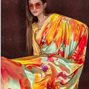 Silk Crepe Blouse with Soft Silk Saree - Multi, 6.3m