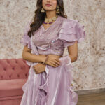 Pink Tissue Heavy Embroidery Lehenga - BUYON