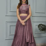 Wine Art Silk Heavy Embroidery Lehenga - BUYON