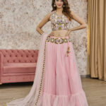 Pink Net Heavy Embroidery Lehenga - BUYON