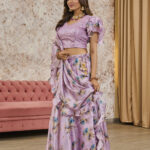 Pink Tissue Embroidery & Sequins Lehenga