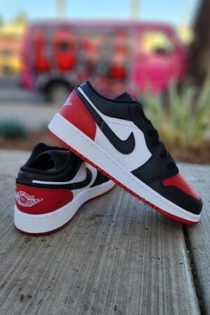 Nike Air Jordan Retro 1 Low Bred Toe 2.0 Sneakers