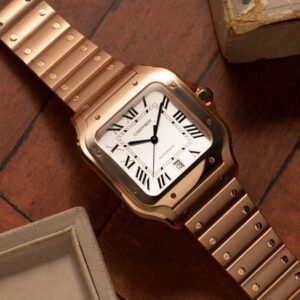 Cartier Santos Classic Watch–Full Rose Gold White