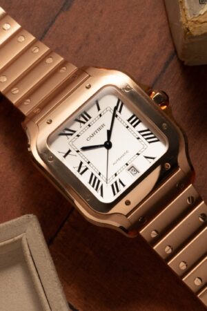 Cartier Santos Classic Watch–Full Rose Gold White