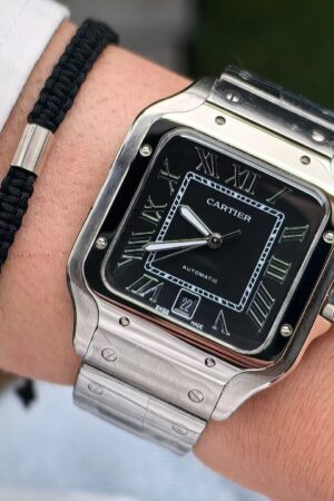 Cartier Santos Classic Watch–Full Silver Black