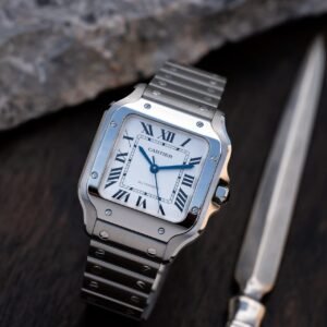 Cartier Santos Classic Watch–Full Silver White