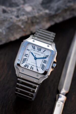 Cartier Santos Classic Watch–Full Silver White