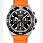 HUGO BOSS Volane Orange Rubber Band Analog Black Dial