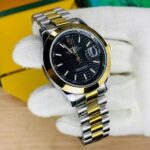 Rolex Master Milgauss Oyster Perpetual Datejust Black Dial Two Tone Chain