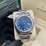 Rolex Oyster Perpetual Date 34mm Blue Diamond Watch