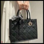 Dior Cannage Quilted Book Tote Bag Medium (Black)