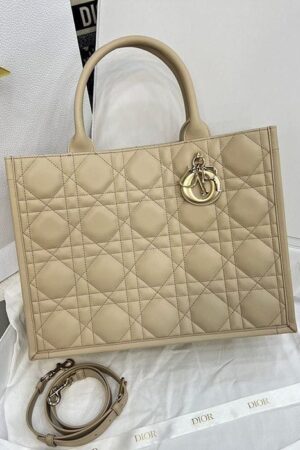 Dior Cannage Quilted Book Tote Bag Medium (Girls)