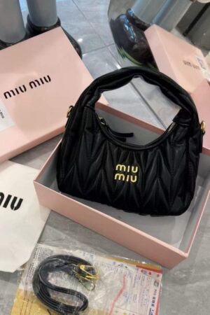 MIU MIU Wander Hobo Sling Bag - Black