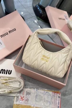 MIU MIU Wander Hobo Sling Bag - White