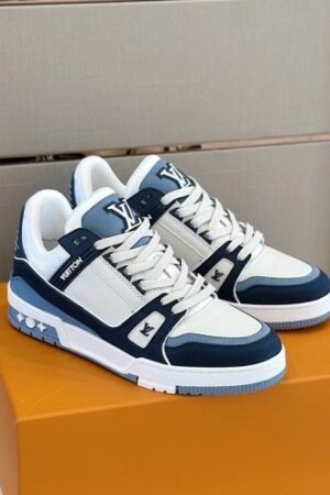 1st Copy Shoes - Louis Vuitton Street Style Trainer Sneaker Blue for Men