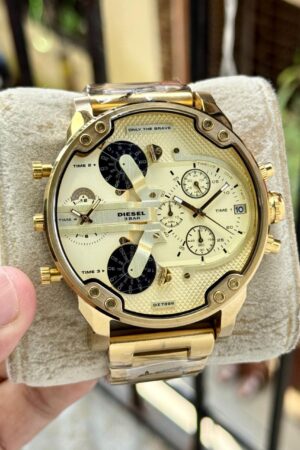 Diesel MR Daddy 2.0 Gold Chronograph Watch for Men (Model No: DZ7399)