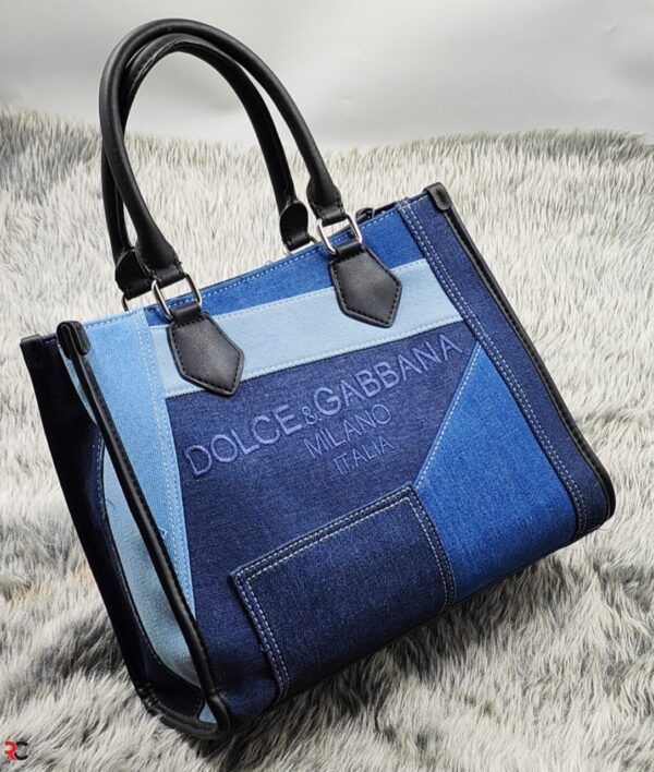 Dolce Gabbana Denim Tote Bag with Broad Belt