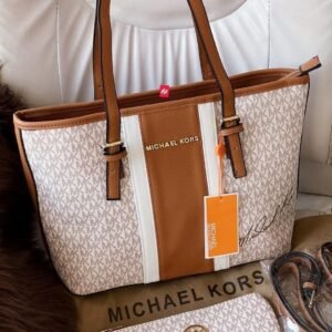 First Copy Bag - Michael Kors Signature Tote Combo White Brown