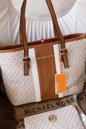 First Copy Bag - Michael Kors Signature Tote Combo White Brown