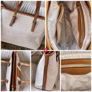 First Copy Bag - Michael Kors Signature Tote Combo White Brown