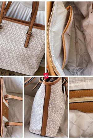 First Copy Bag - Michael Kors Signature Tote Combo White Brown