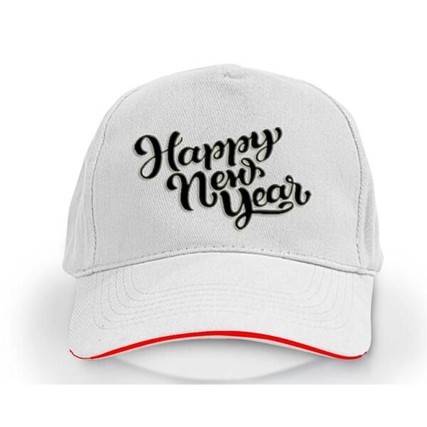 Aura Solid Unisex Happy New Year Cap White