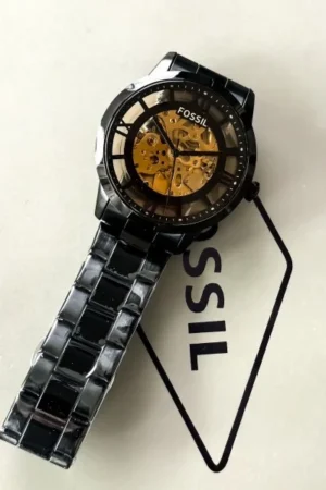 Round Black Automatic Fossil Watch for Men First Copy 2